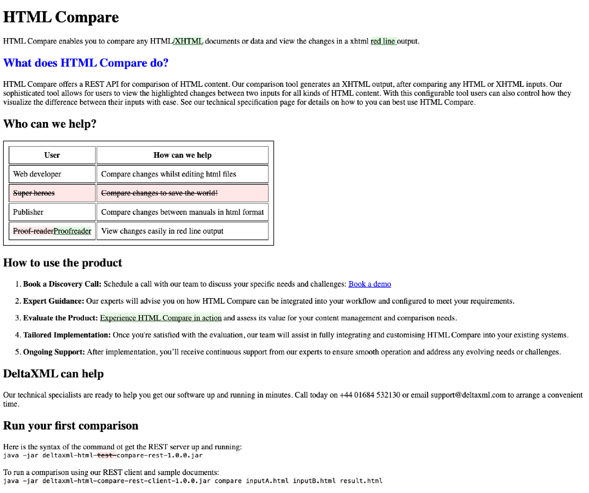 HTML Compare example