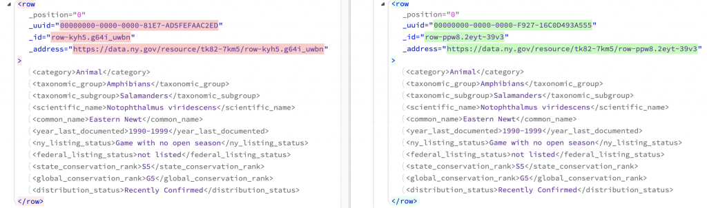 Highlighting found changes in text rows