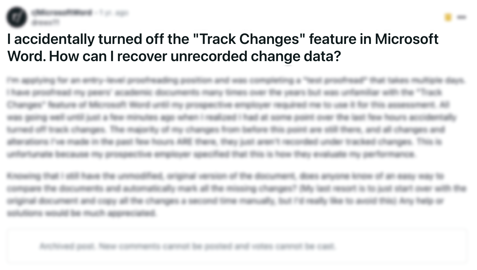 Tracked changes disabled